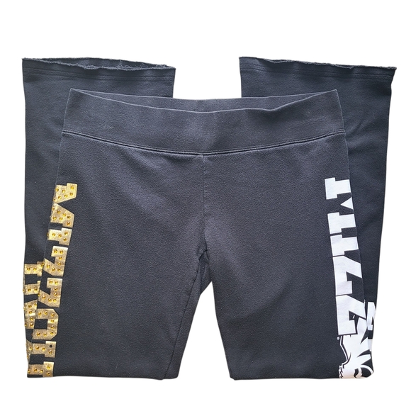 PINK Victoria’s Secret Mizzou Black Sweatpants Womens Large Rhinestone Logo - Picture 1 of 10